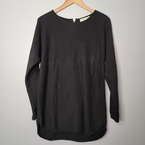 Michael Kors Black Tunic Sweater Zip Women XL Office Minimalist Closet Staple